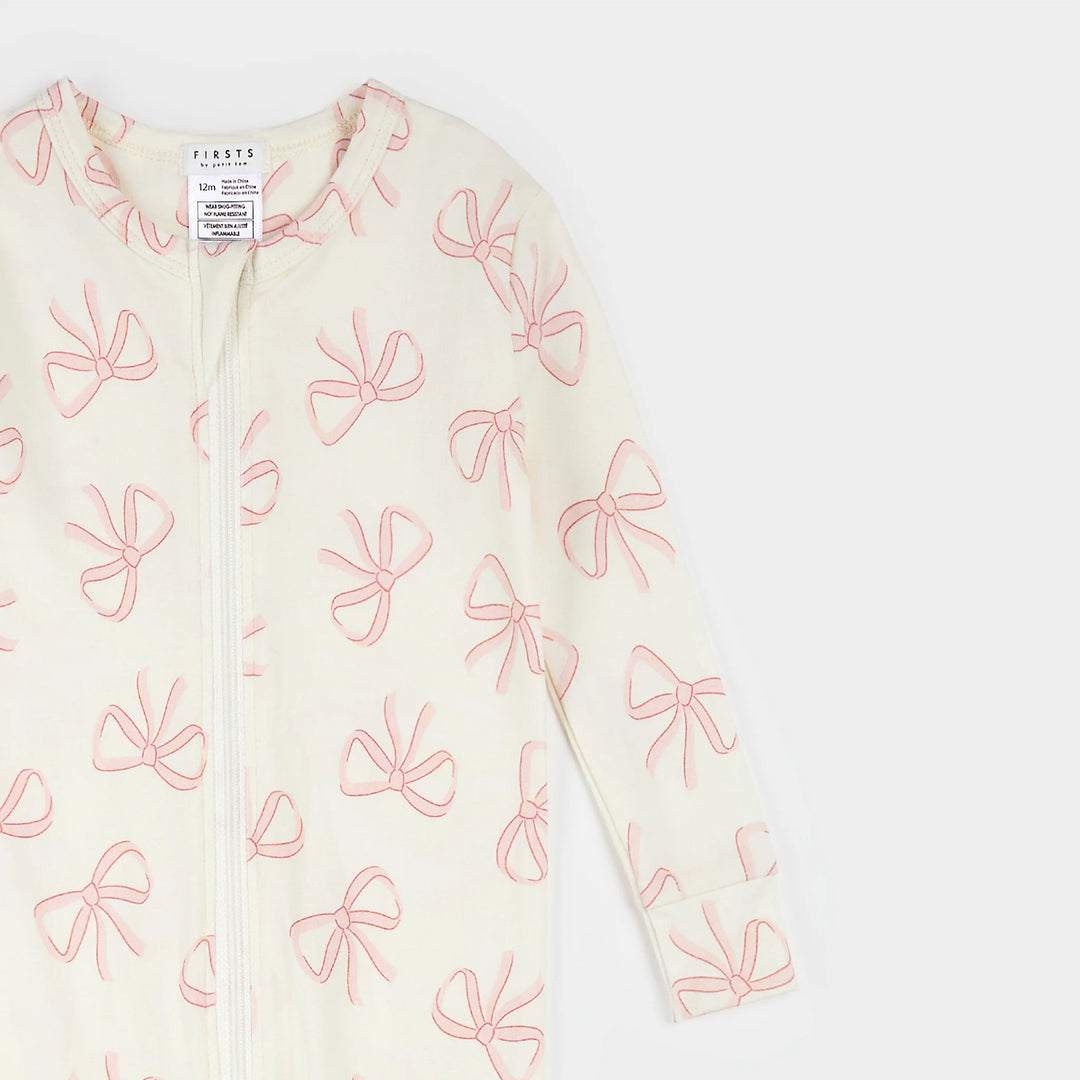 PETIT LEM - Baby Bows Print on Ivory Convertible Sleeper