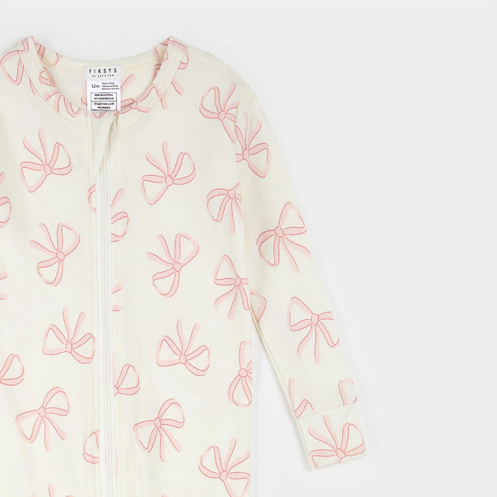 PETIT LEM - Baby Bows Print on Ivory Convertible Sleeper