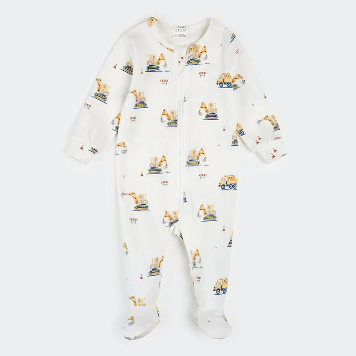 PETIT LEM - Baby Diggers Print on Off-White Sleeper