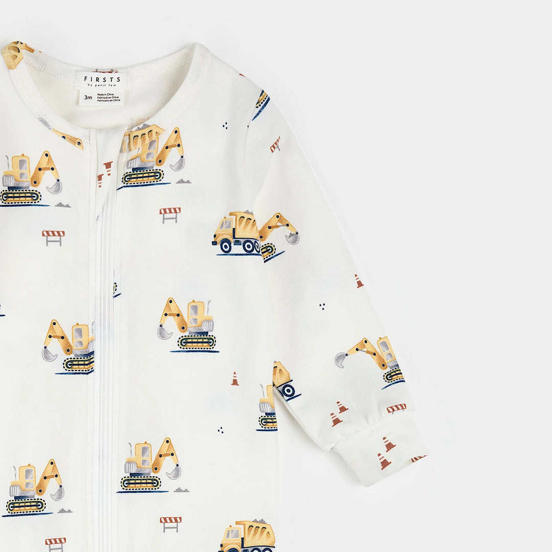 PETIT LEM - Baby Diggers Print on Off-White Sleeper