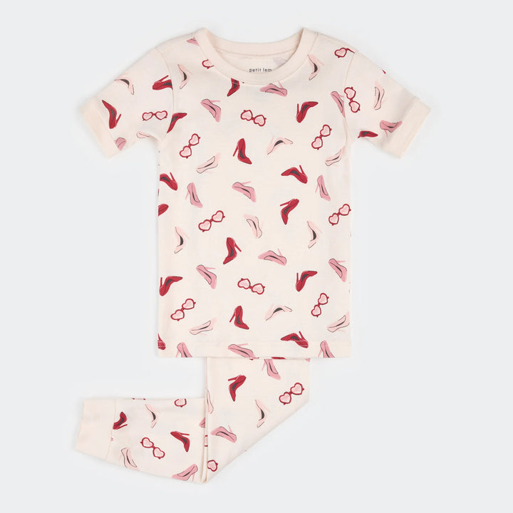 PETIT LEM- Kids Dress Up Print on Blush Short-Sleeved PJ Set