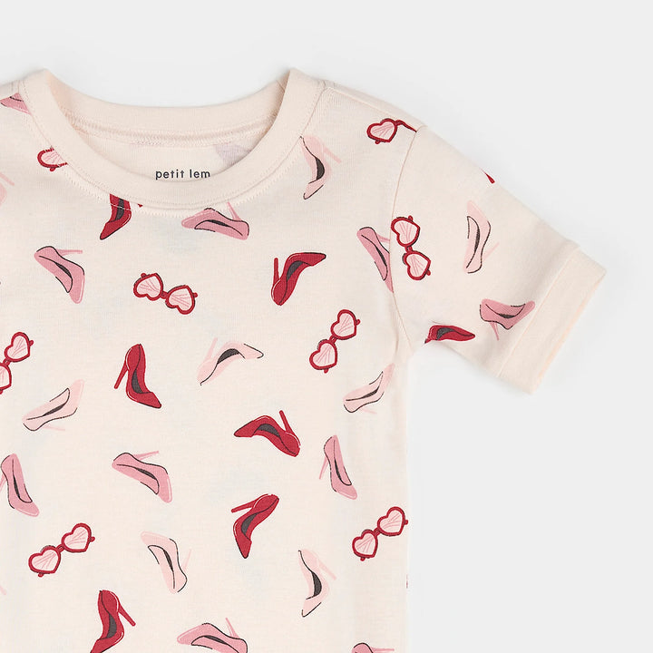 PETIT LEM- Kids Dress Up Print on Blush Short-Sleeved PJ Set
