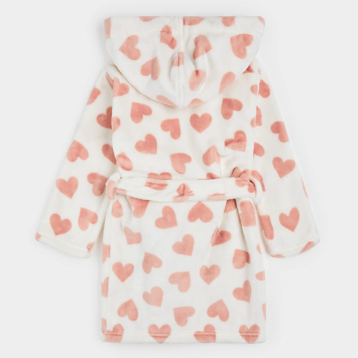 PETIT LEM - Kids Heart Prints on Ivory Plush Robe