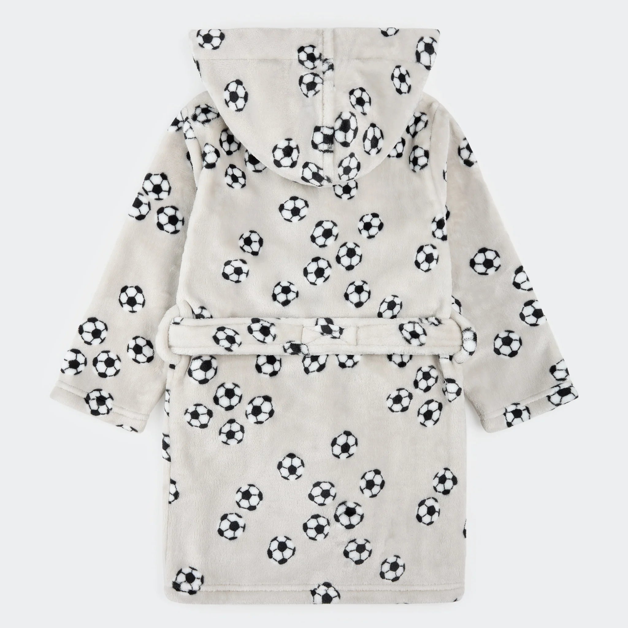 PETIT LEM- Kids Soccer Ball Print on Lunar Rock Plush Robe
