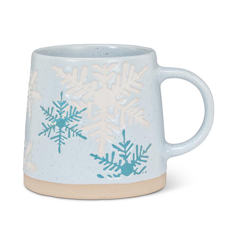 ABBOTT - WIDE BASE MUG W/SNOWFLAKES-BLU-3.5"H(14OZ)