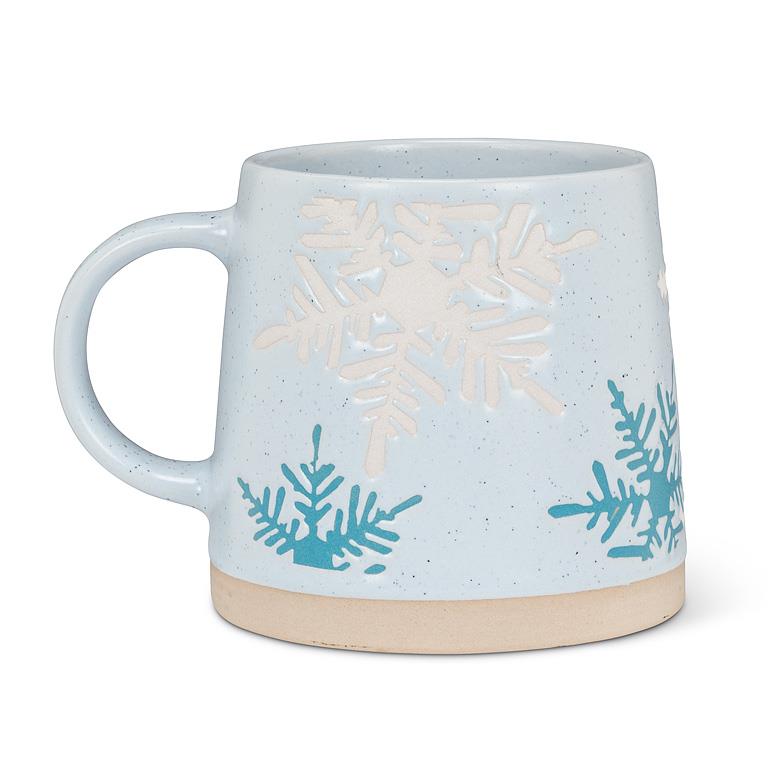 ABBOTT - WIDE BASE MUG W/SNOWFLAKES-BLU-3.5"H(14OZ)