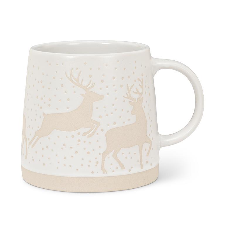ABBOTT - WIDE BASE MUG W/REINDEER-3.5"H(14OZ)