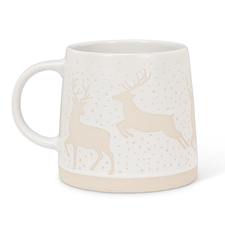 ABBOTT - WIDE BASE MUG W/REINDEER-3.5"H(14OZ)