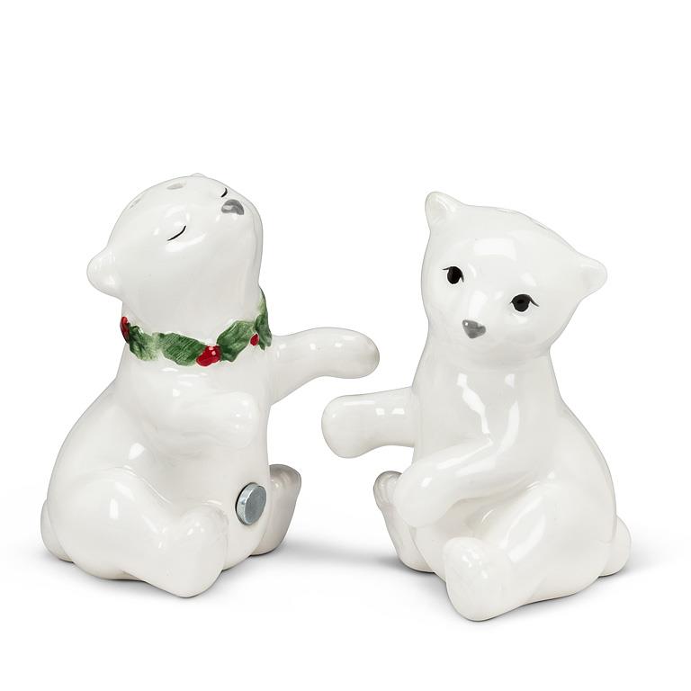 ABBOTT - HUGGING POLAR BEAR CUB SALT & PEPPER SHAKER -3.5"L