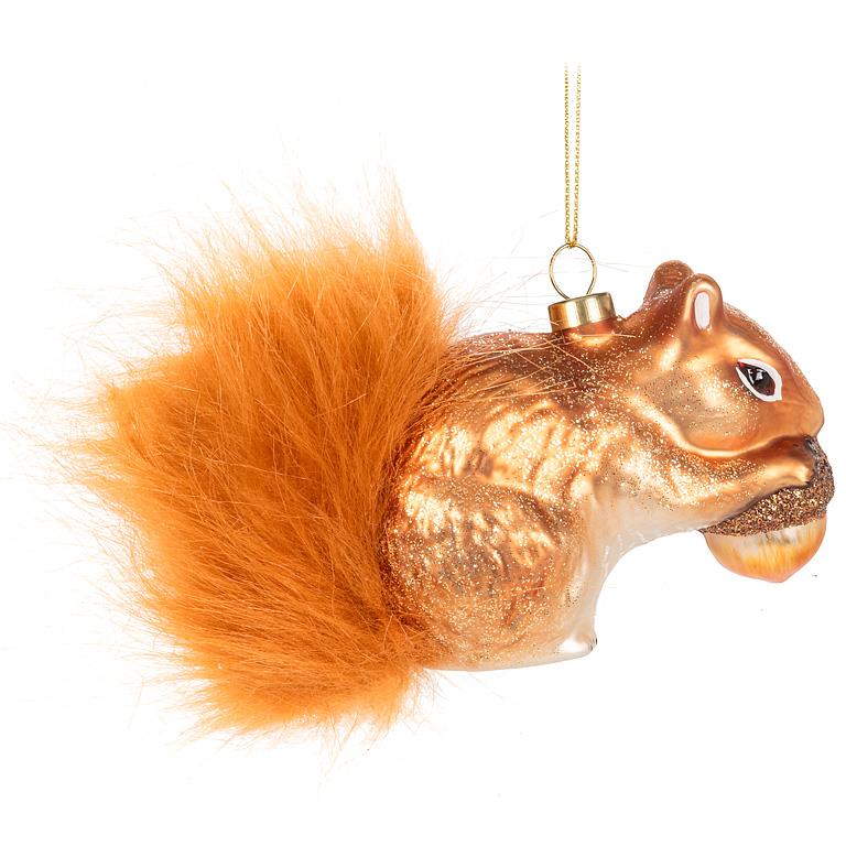ABBOTT - RED SQUIRREL W/FUR TAIL ORNAMENT-4"H