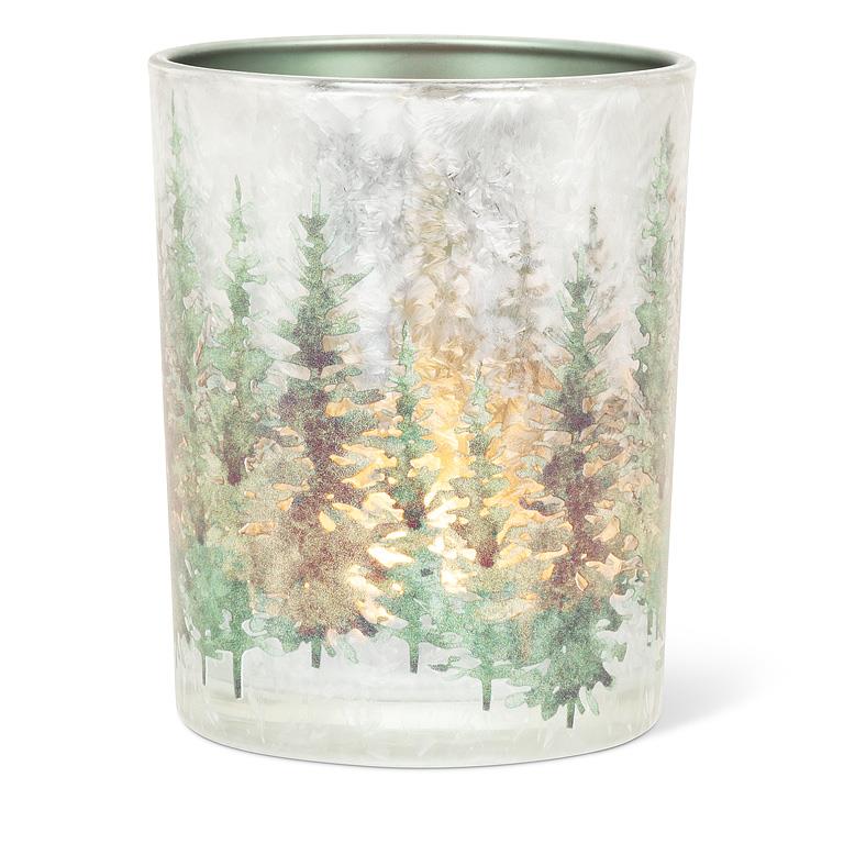 ABBOTT - MD  FROSTED WINTER FOREST CANDLE HOLDER-GRN-5