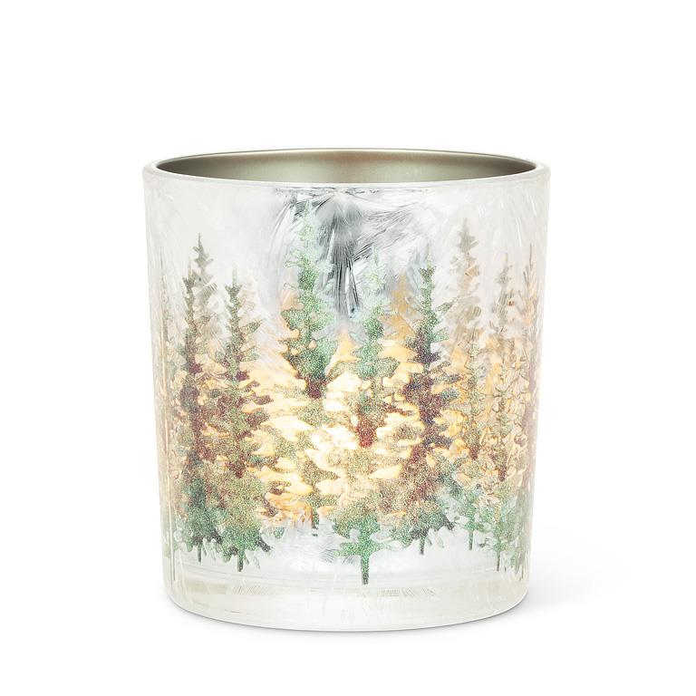 ABBOTT - SM  FROSTED WINTER FOREST VOTIVE-GRN-3"H