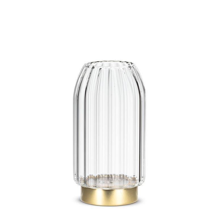 ABBOTT - MED PANEL LED VASE W/GOLD BASE - 6.5"H