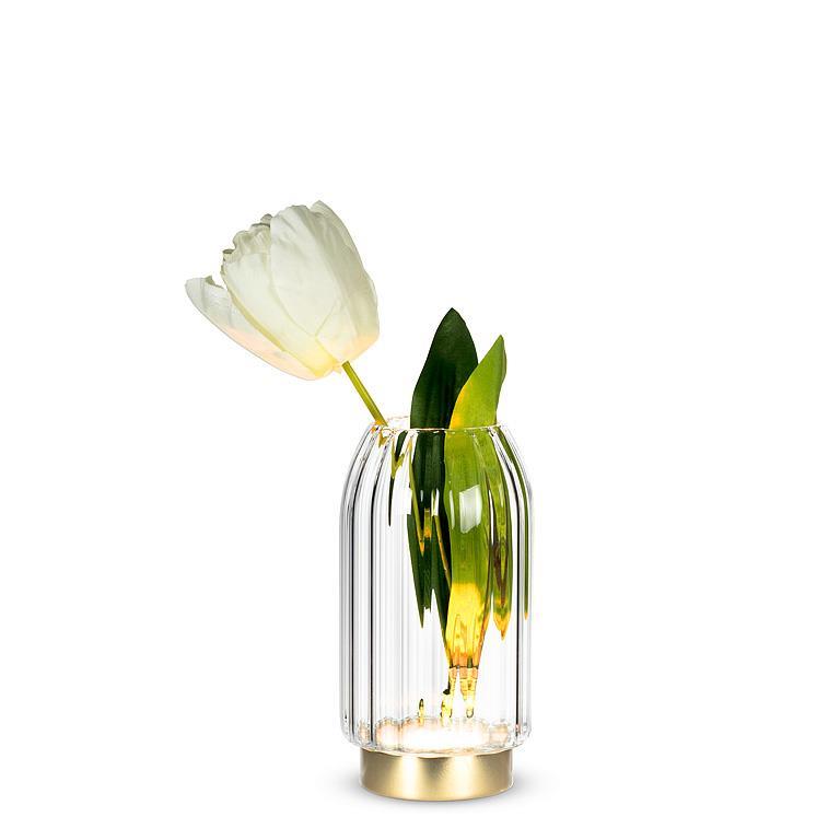 ABBOTT - MED PANEL LED VASE W/GOLD BASE - 6.5"H