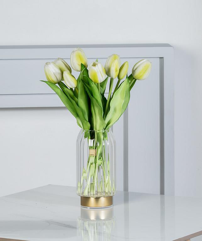 ABBOTT - MED PANEL LED VASE W/GOLD BASE - 6.5"H