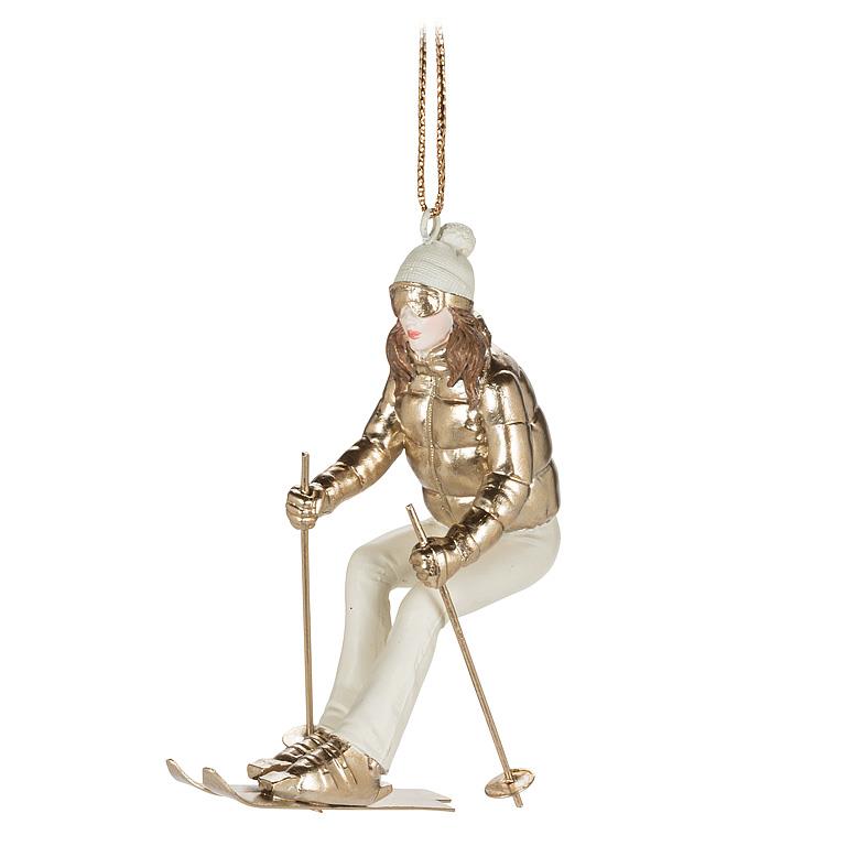 ABBOTT - DOWNHILL SKIER GAL ORNAMENT -4"H