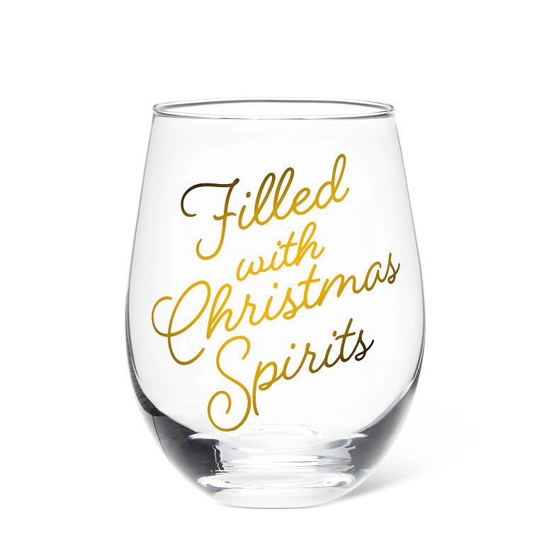 ABBOTT - CHRISTMAS SPIRITS STEMLESS WINE GLASS-5"H(14OZ)