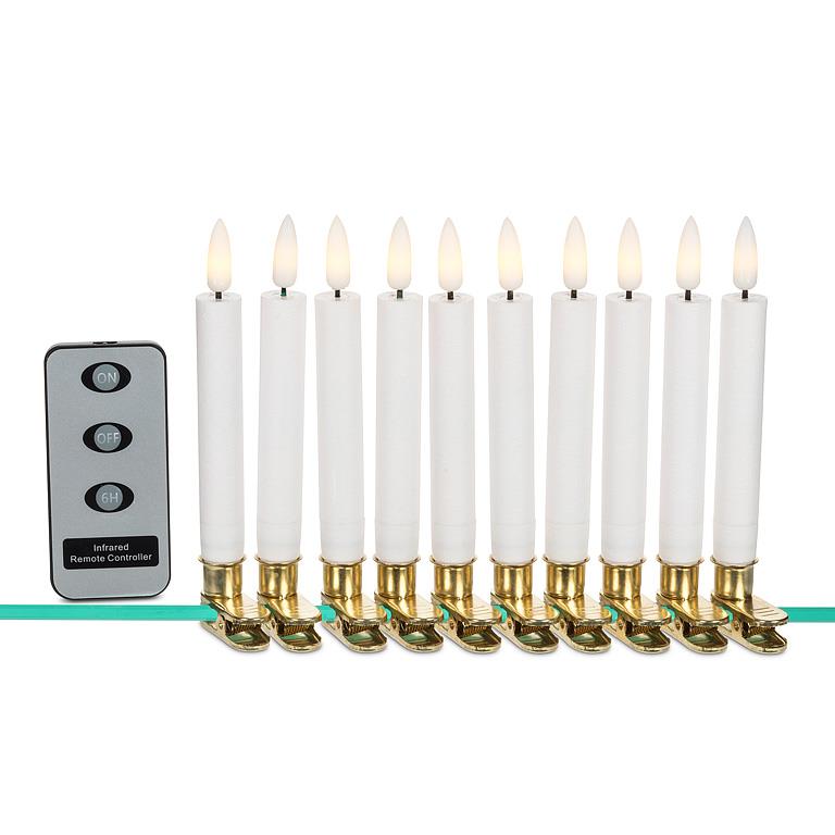 ABBOTT - S/10 SM LED TREE CLIP CANDLES W/REMOTE-5.5"H