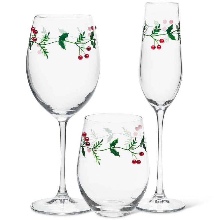 ABBOTT - HOLLY & BERRIES FLUTE-10"H(9OZ)