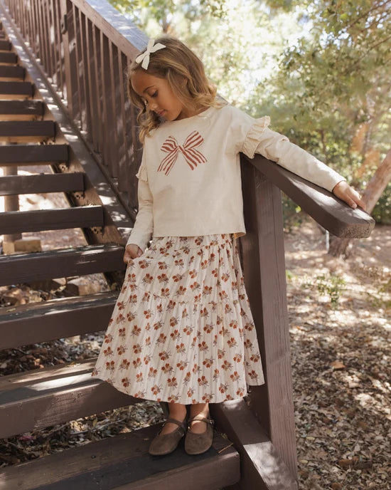 RYLEE + CRU - RUFFLE LONG SLEEVE BOW TEE