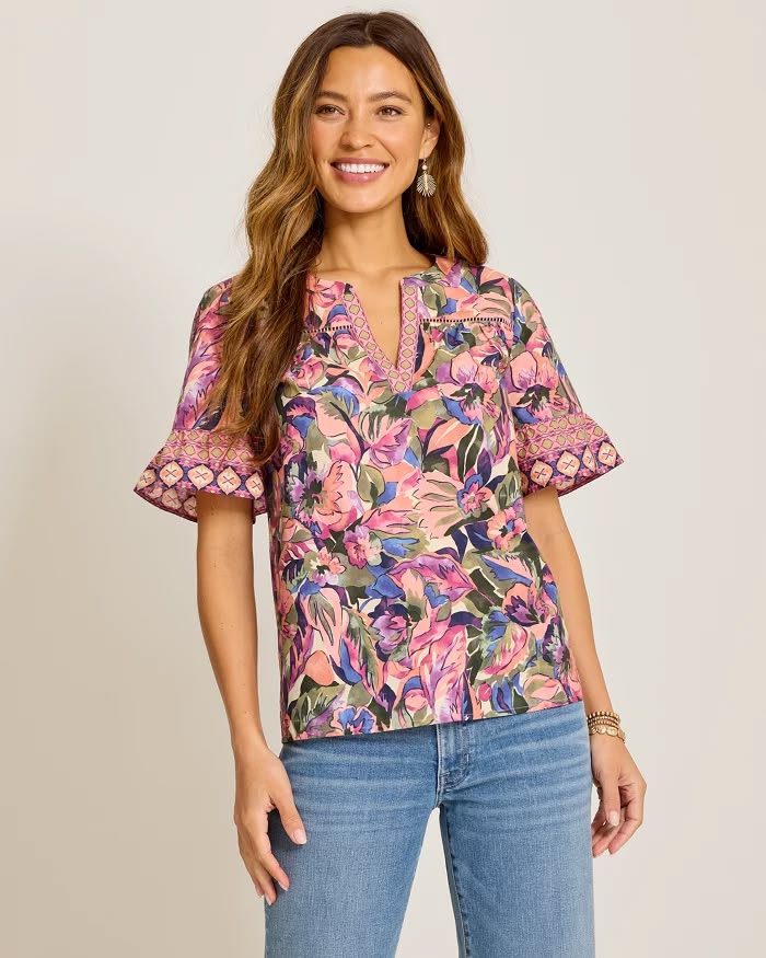 TOMMY BAHAMA - GARDEN OASIS FLUTTER SVL TOP