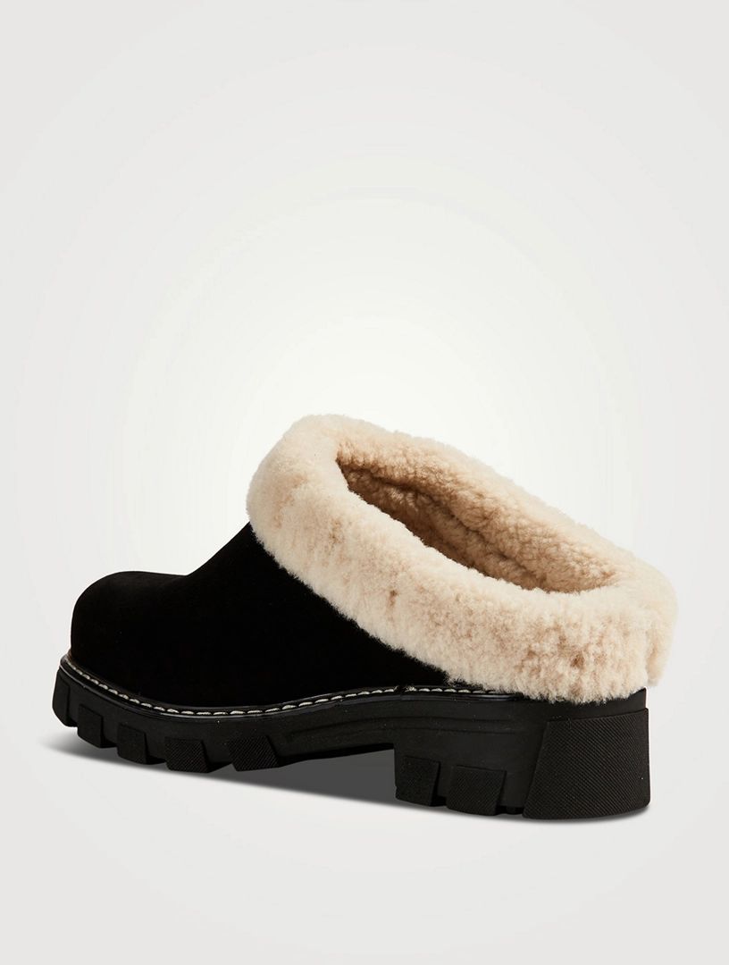 LA CANADIENNE- WOMEN'S ALWAYS SHEARLING-LINED SUEDE MULES