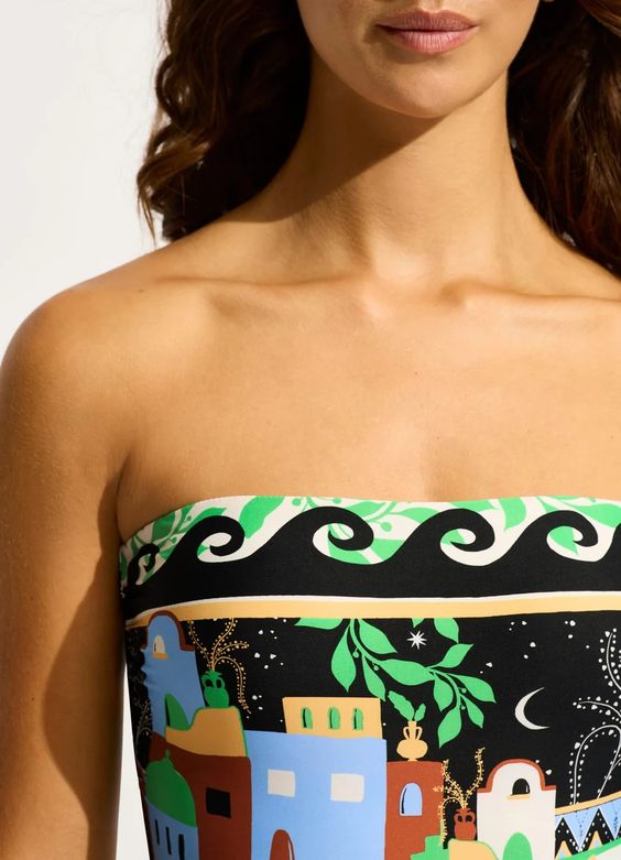 SEAFOLLY- WOMEN'S 1 PC ATLANTIS BANDEAU SWIMSUIT