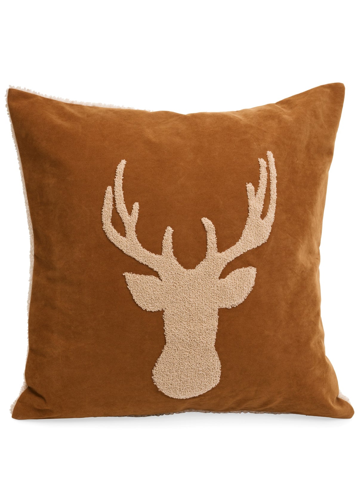 ADV - CUSHION DEER HEAD POLY TAN/BEIGE