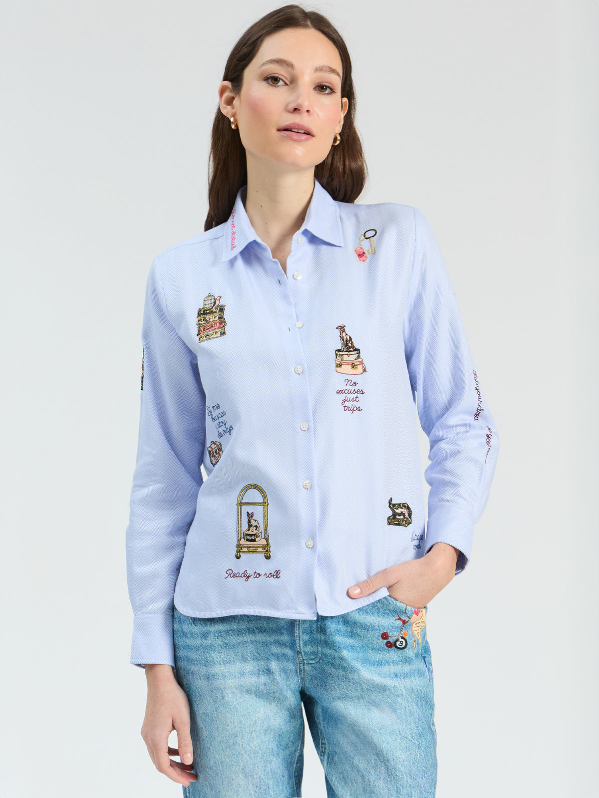 VILAGALLO - ISA EMBROIDERED BLOUSE