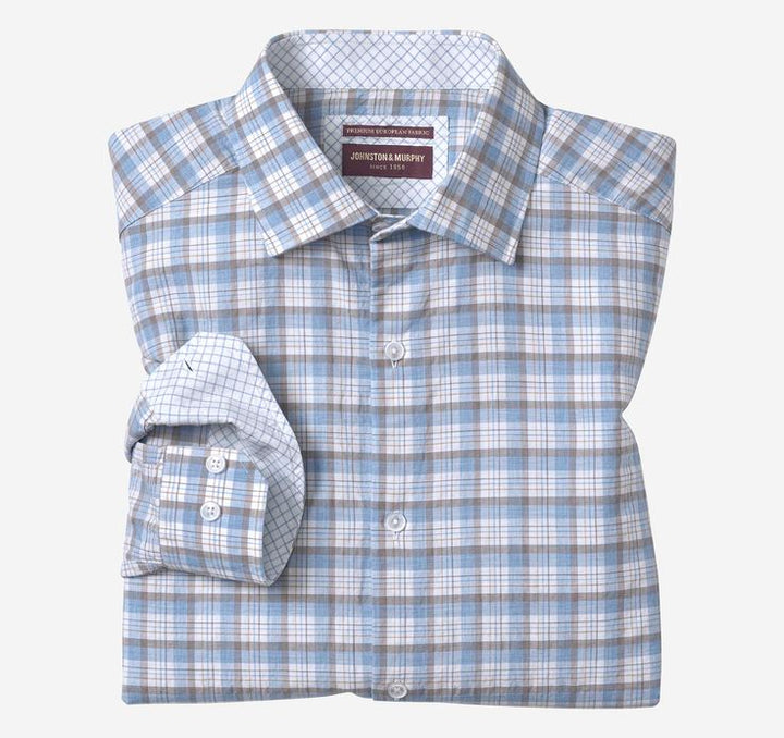 JOHNSTON & MURPHY- Men's Linen-Blend Dress Shirt