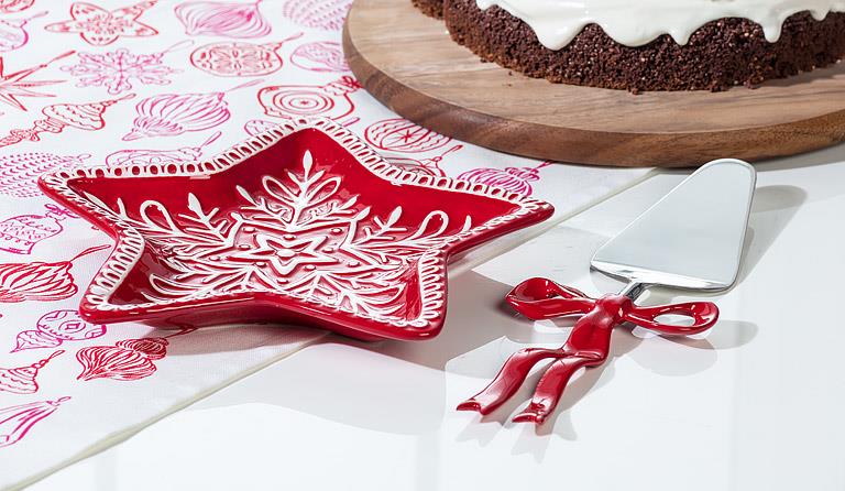 ABBOTT - RIBBON HANDLE CAKE SERVER-RED-11"L