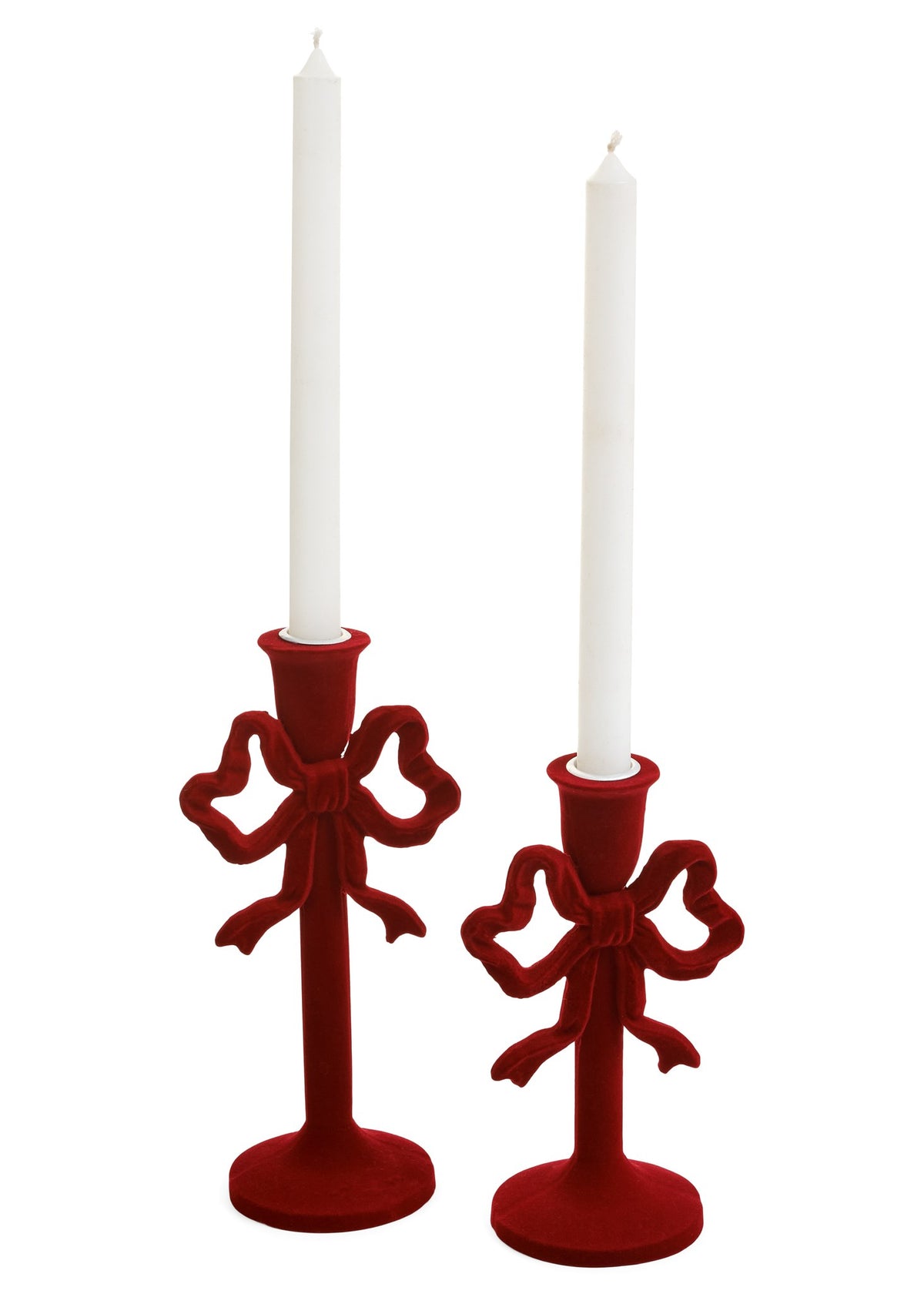 ADV - CANDLE HOLDER SM BOW RESIN/VELVET BURGUNDY
