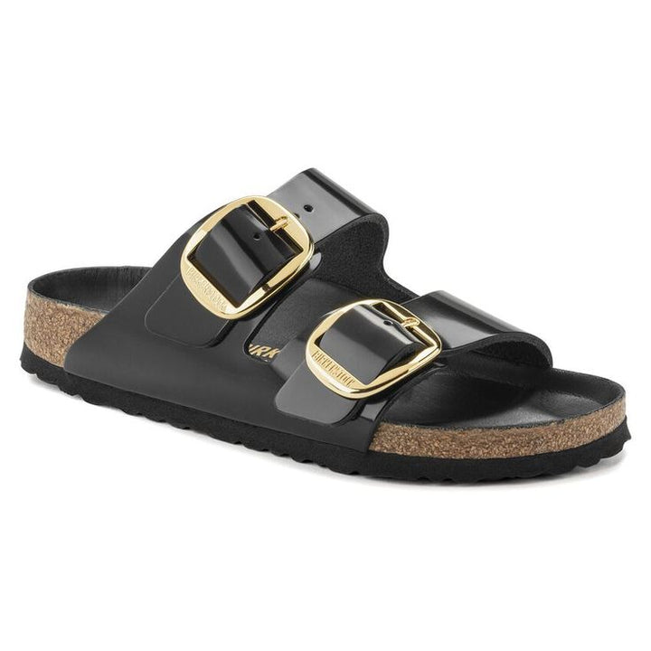 BIRKENSTOCK- ARIZONA BIG BUCKLE NATURAL LEATHER PATENT SANDAL