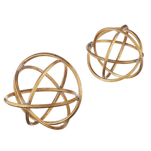 RAZ IMPORT- SET OF 2, 8.25" GOLD ORBS DECOR
