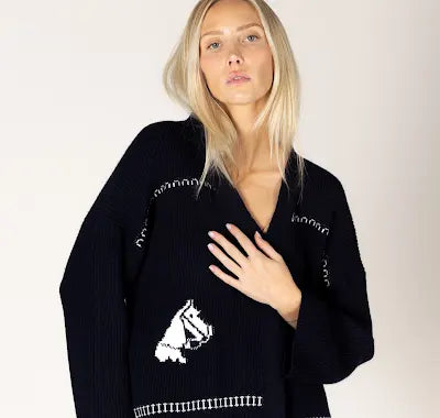 LYLA & LUXE - HOWDY FAIR ISLE HORSE PRINT OPEN CARDI
