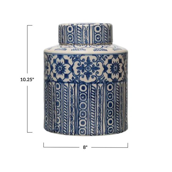 CREATIVE CO OP- STONEWARE GINGER JAR