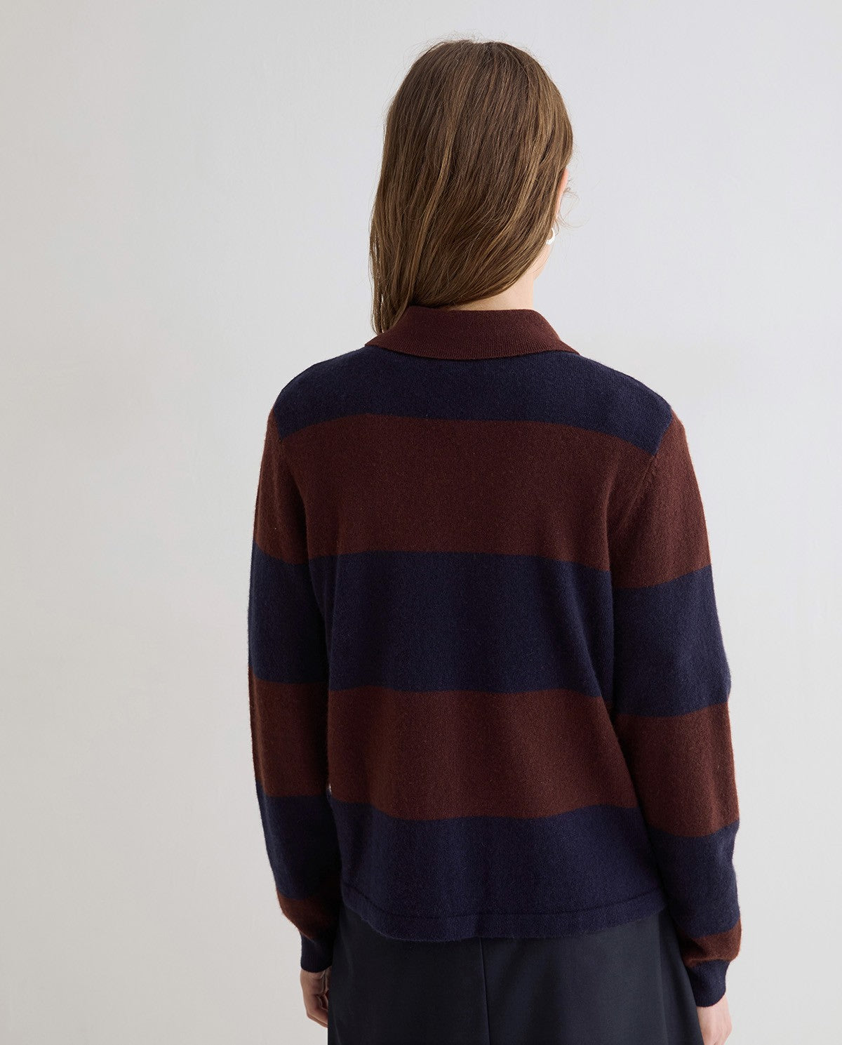 YERSE - WOMEN'S STRIPED POLO-NECK SWEATER