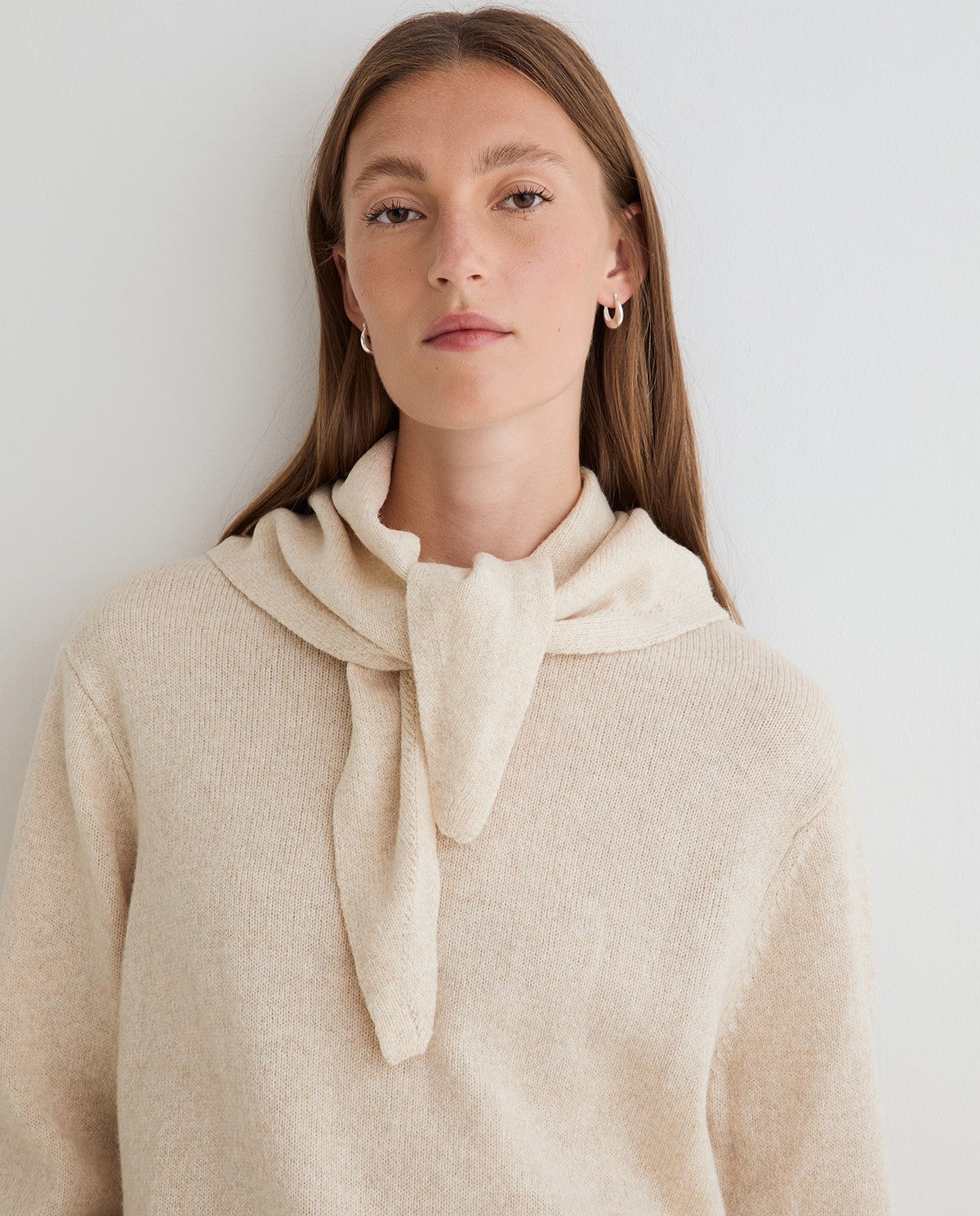 YERSE - WOMEN'S SCARF-DETAIL SWEATER