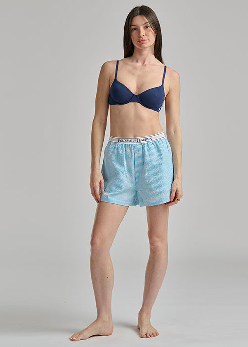 RALPH LAUREN -  SEERSUCKER BOXER W LOGO ELSTIC 4P0783R3