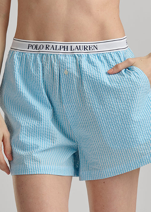 RALPH LAUREN -  SEERSUCKER BOXER W LOGO ELSTIC 4P0783R3