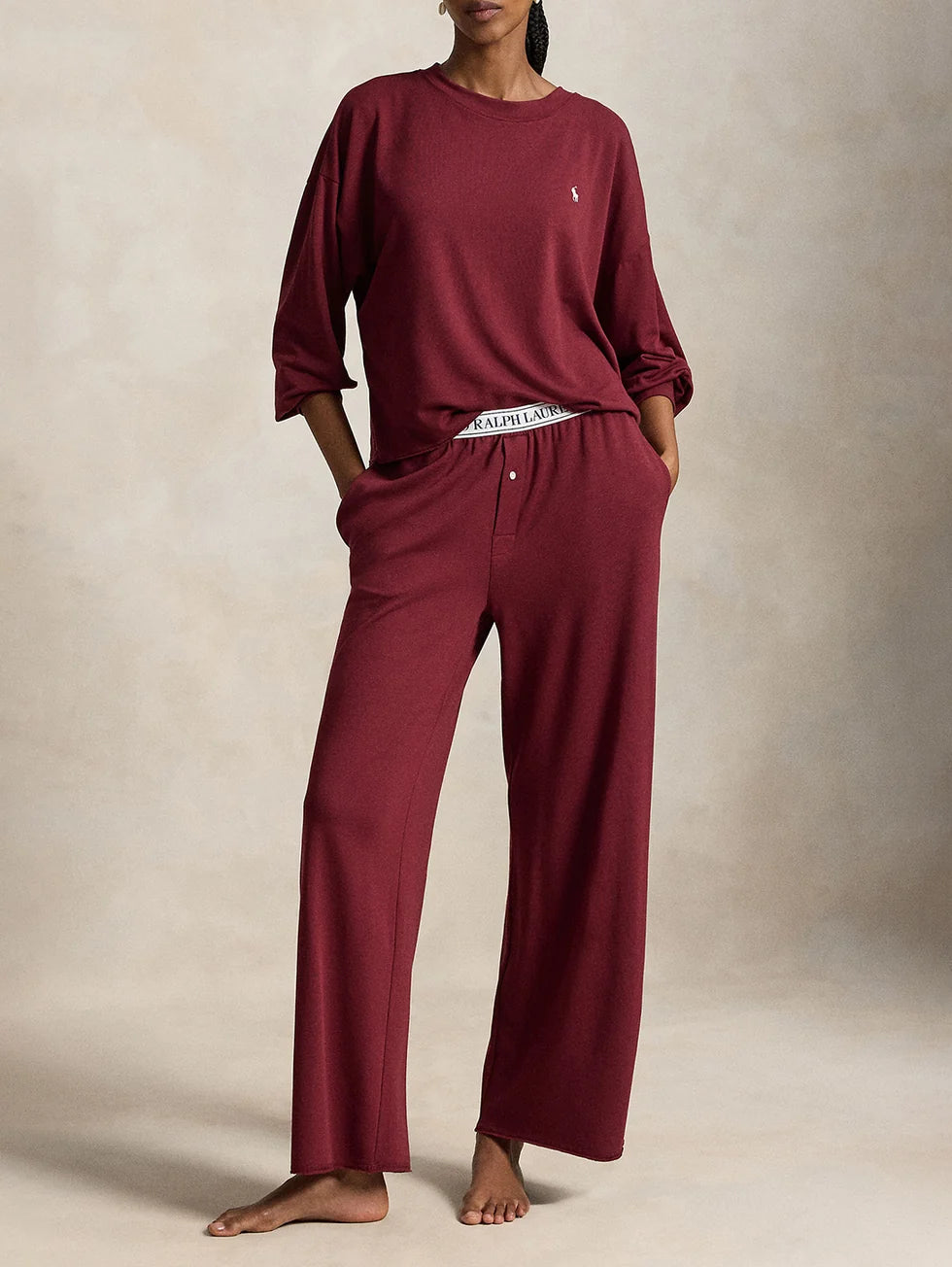 RALPH LAUREN - CLUB TERRY CREW & WIDE LEG PANT SET