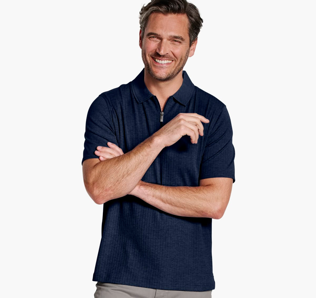 JOHNSTON & MURPHY - FINN RIBBED ZIP POLO