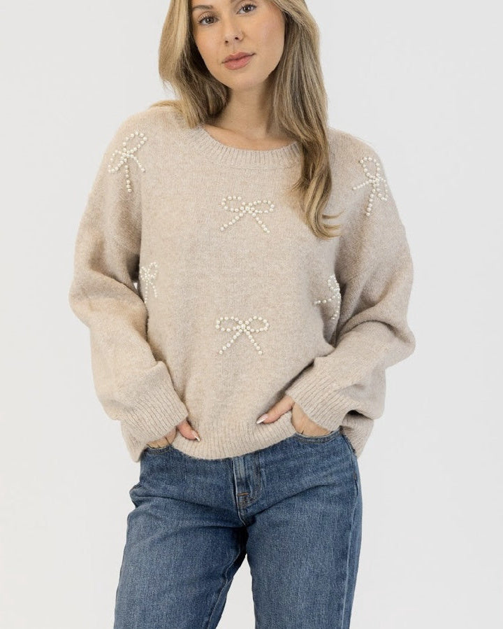 LYLA & LUXE - WOMEN'S BOWS SWEATER 