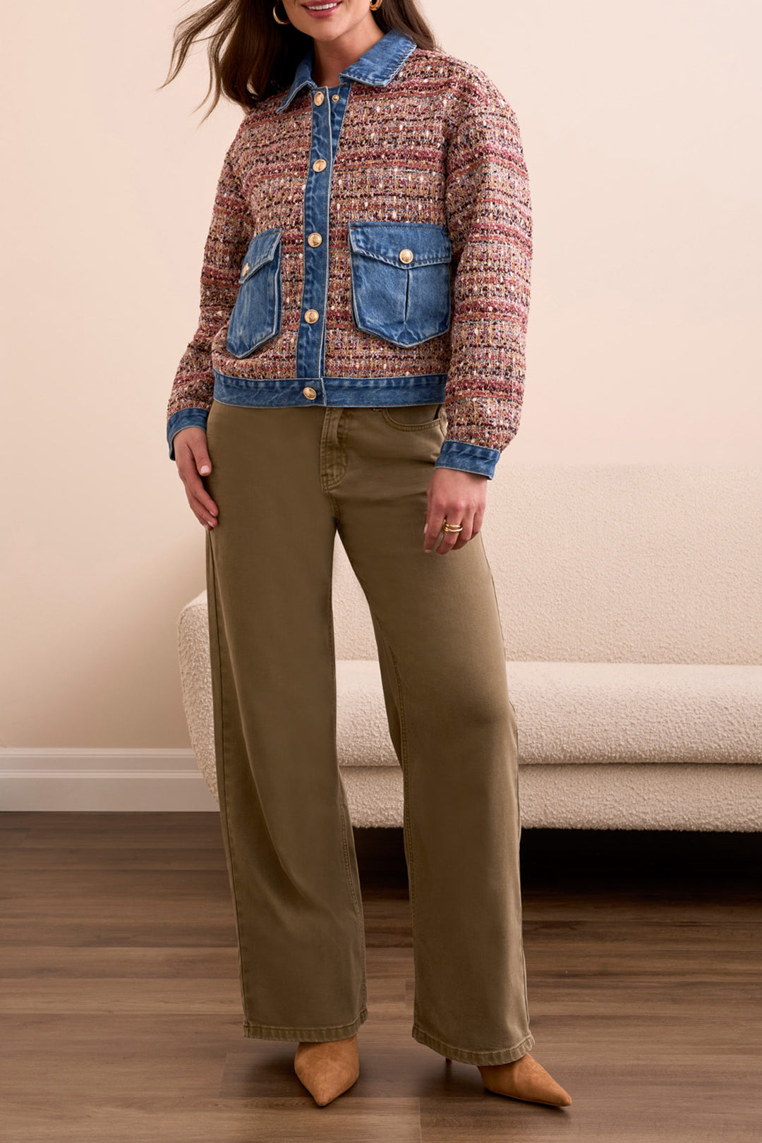 Tribal - Mixed Media Plaid Jacket #5914O