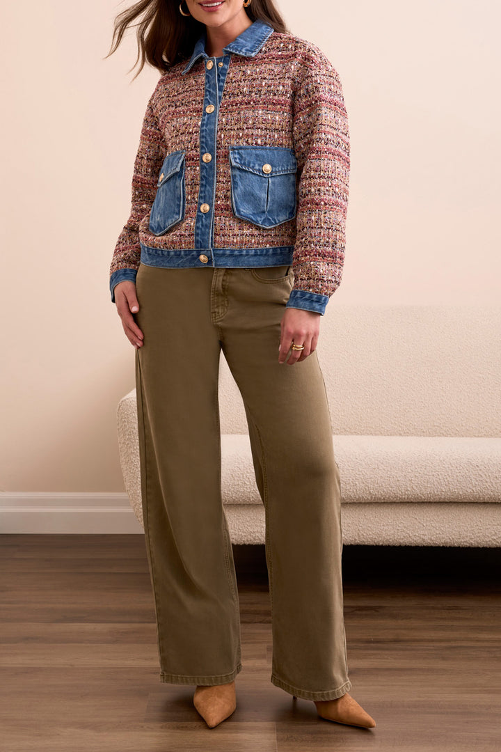 Tribal - Mixed Media Plaid Jacket #5914O