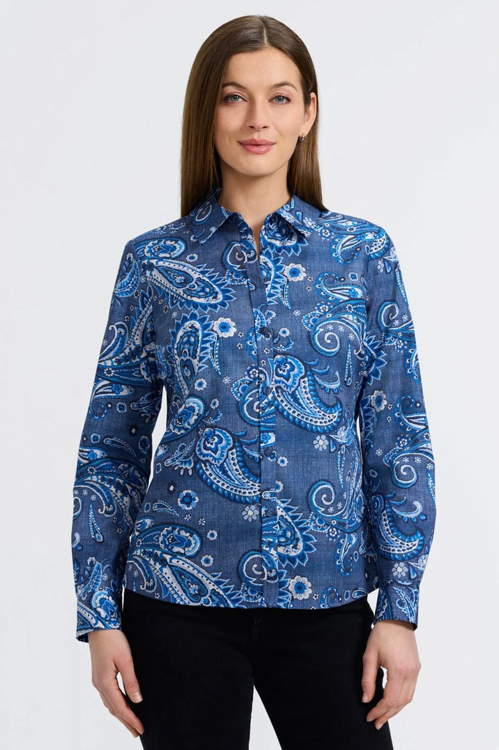 FOXCROFT - WOMENS Hampton Denim Paisley Shirt