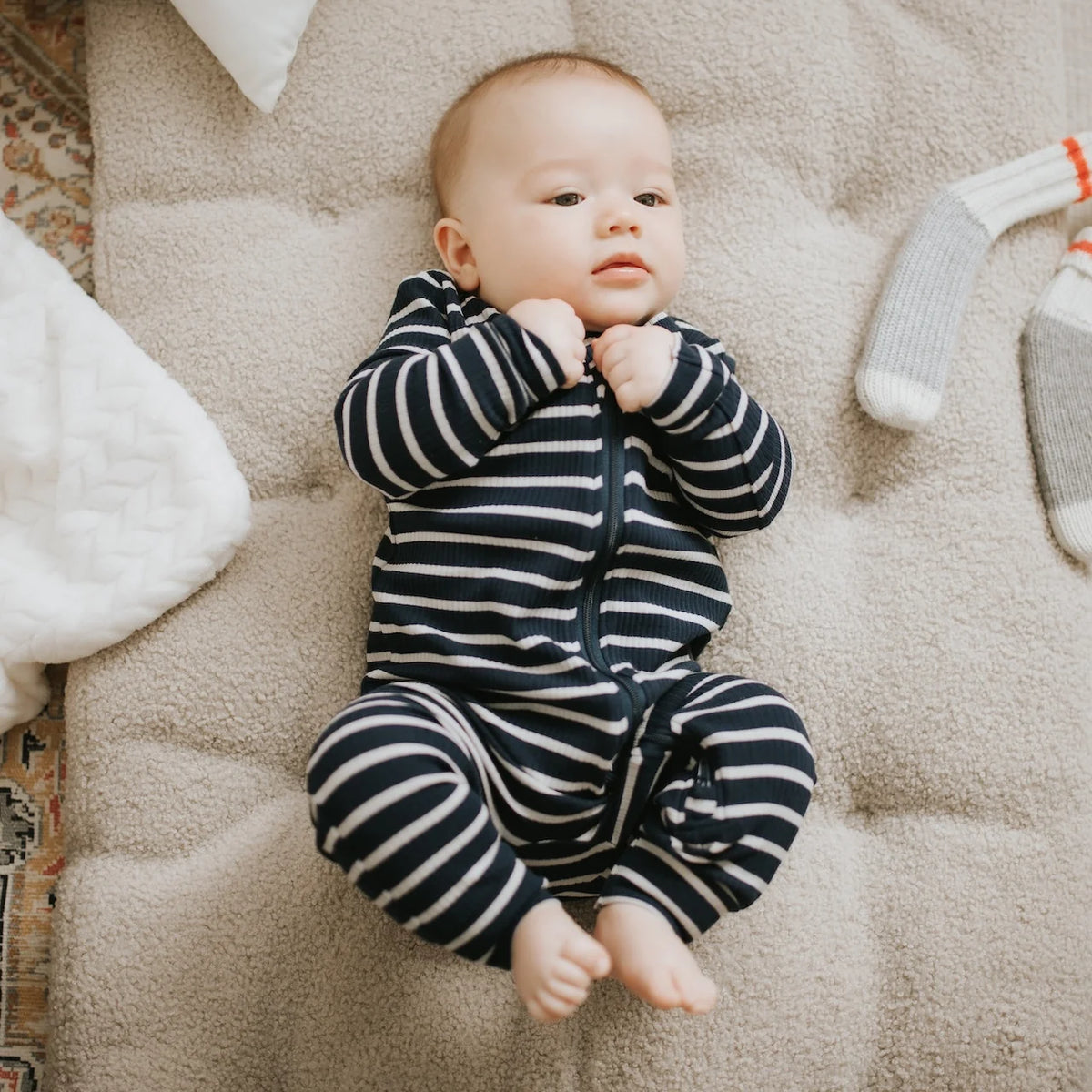 FIRSTS BY PETIT LEM - SLEEPER KNIT-NAVY
