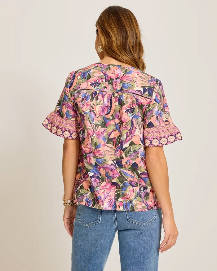 TOMMY BAHAMA - GARDEN OASIS FLUTTER SVL TOP