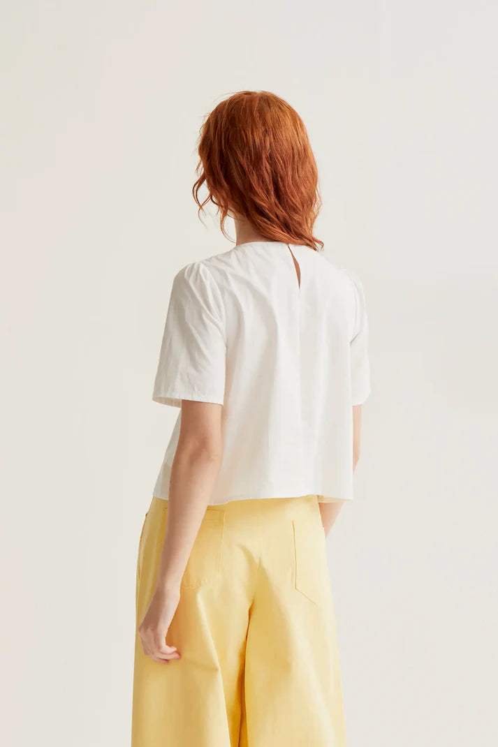 COMPANIA FANTASTICA - COTTON TOP WITH FLORAL BUTTONS