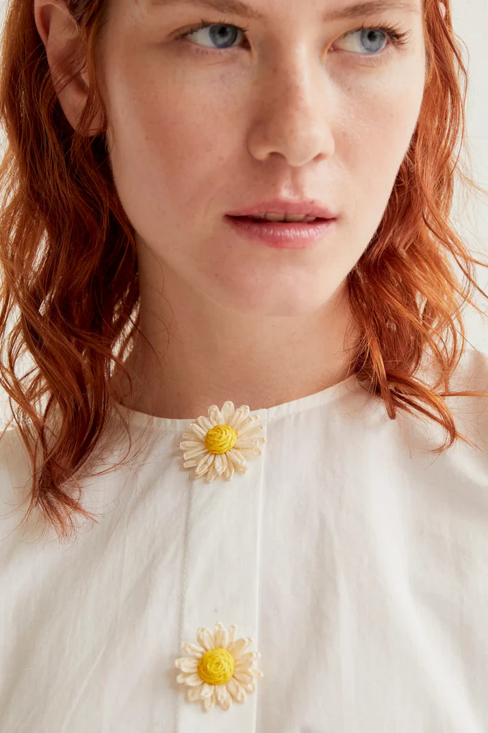 COMPANIA FANTASTICA - COTTON TOP WITH FLORAL BUTTONS